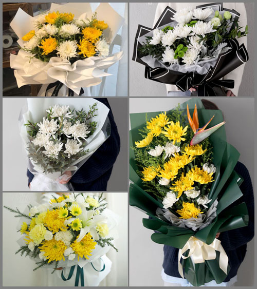 山东莱芜莱城区苗山镇北古德范村白事花束代送